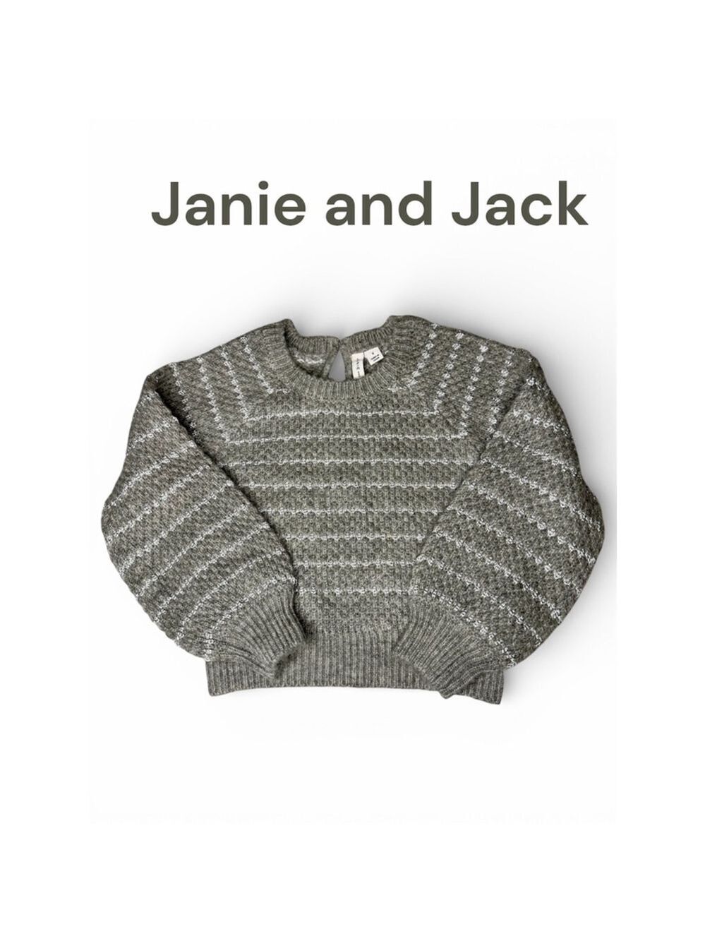 Janie and Jack Gray Sparkle Stripe Sweater Large